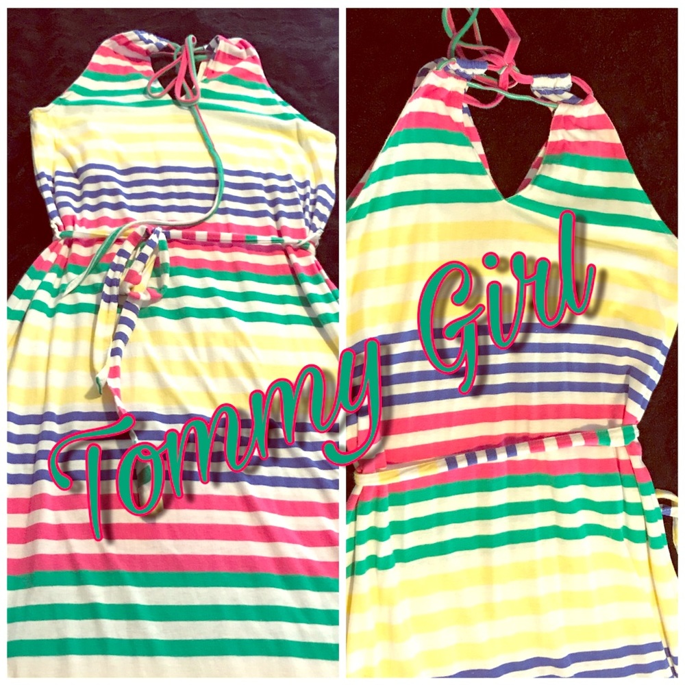 Halter Striped Tommy Girl Maxi Dress